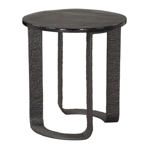 HomeRoots 24" Modern Black Aluminum Pedestal End Table - Stylish, Versatile Design for Any Space, Easy Care 622667