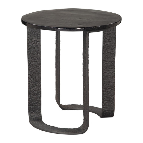 HomeRoots 24" Modern Black Aluminum Pedestal End Table - Stylish, Versatile Design for Any Space, Easy Care 622667