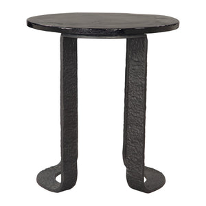 HomeRoots 24" Modern Black Aluminum Pedestal End Table - Stylish, Versatile Design for Any Space, Easy Care 622667