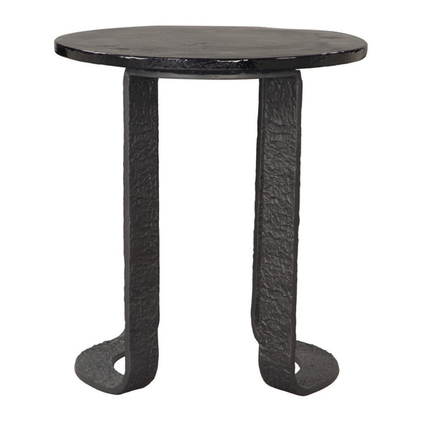 HomeRoots 24" Modern Black Aluminum Pedestal End Table - Stylish, Versatile Design for Any Space, Easy Care 622667