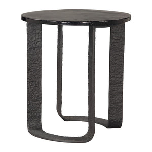 HomeRoots 24" Modern Black Aluminum Pedestal End Table - Stylish, Versatile Design for Any Space, Easy Care 622667