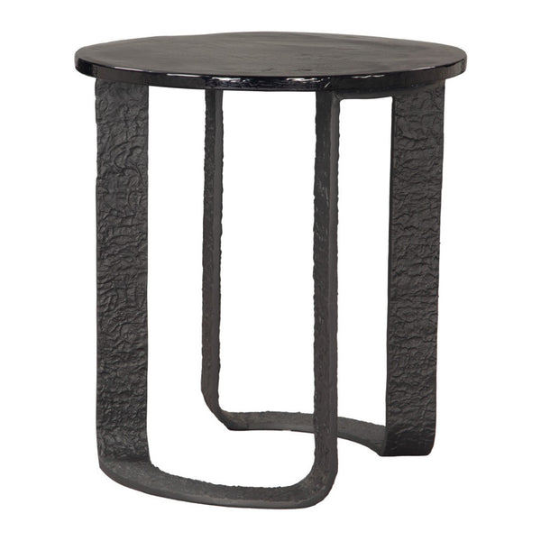 HomeRoots 24" Modern Black Aluminum Pedestal End Table - Stylish, Versatile Design for Any Space, Easy Care 622667