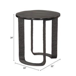 HomeRoots 24" Modern Black Aluminum Pedestal End Table - Stylish, Versatile Design for Any Space, Easy Care 622667
