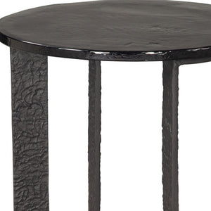 HomeRoots 24" Modern Black Aluminum Pedestal End Table - Stylish, Versatile Design for Any Space, Easy Care 622667