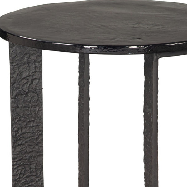 HomeRoots 24" Modern Black Aluminum Pedestal End Table - Stylish, Versatile Design for Any Space, Easy Care 622667