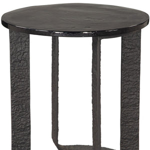HomeRoots 24" Modern Black Aluminum Pedestal End Table - Stylish, Versatile Design for Any Space, Easy Care 622667
