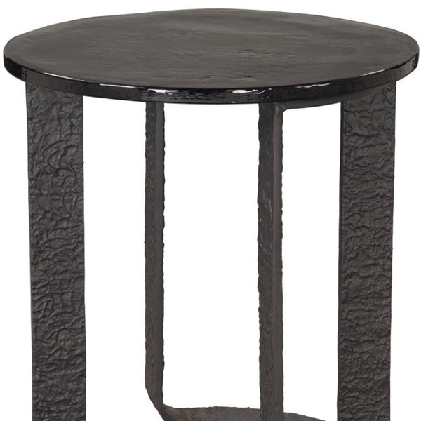 HomeRoots 24" Modern Black Aluminum Pedestal End Table - Stylish, Versatile Design for Any Space, Easy Care 622667