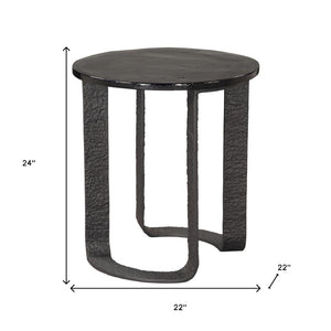 HomeRoots 24" Modern Black Aluminum Pedestal End Table - Stylish, Versatile Design for Any Space, Easy Care 622667