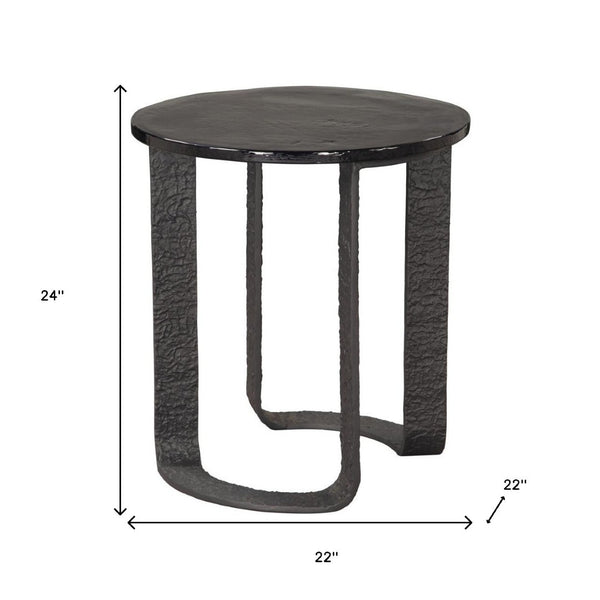 HomeRoots 24" Modern Black Aluminum Pedestal End Table - Stylish, Versatile Design for Any Space, Easy Care 622667