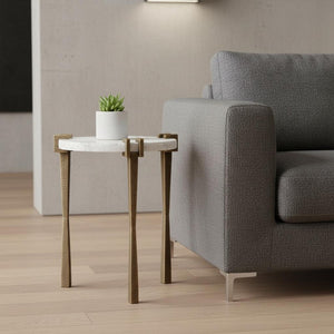 HomeRoots 22" Modern White Iron Pedestal End Table - Stylish, Versatile Accent for Living Room & Bedroom Decor 622668