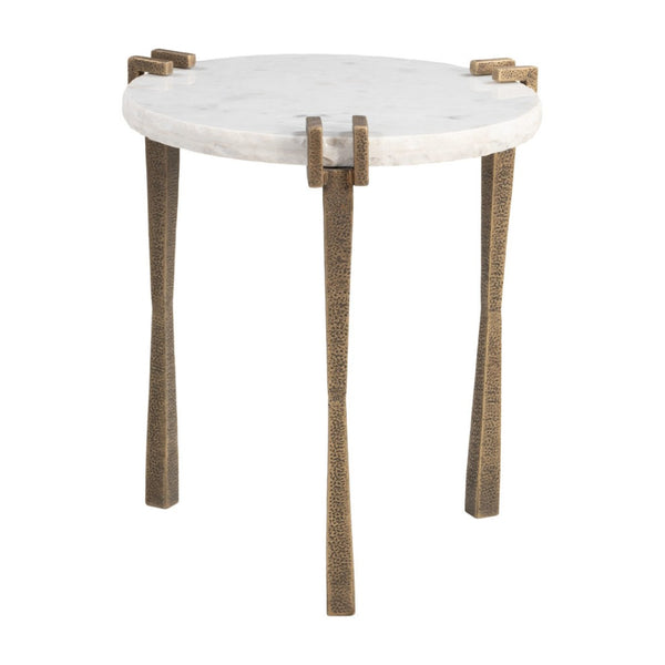 HomeRoots 22" Modern White Iron Pedestal End Table - Stylish, Versatile Accent for Living Room & Bedroom Decor 622668