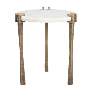 HomeRoots 22" Modern White Iron Pedestal End Table - Stylish, Versatile Accent for Living Room & Bedroom Decor 622668