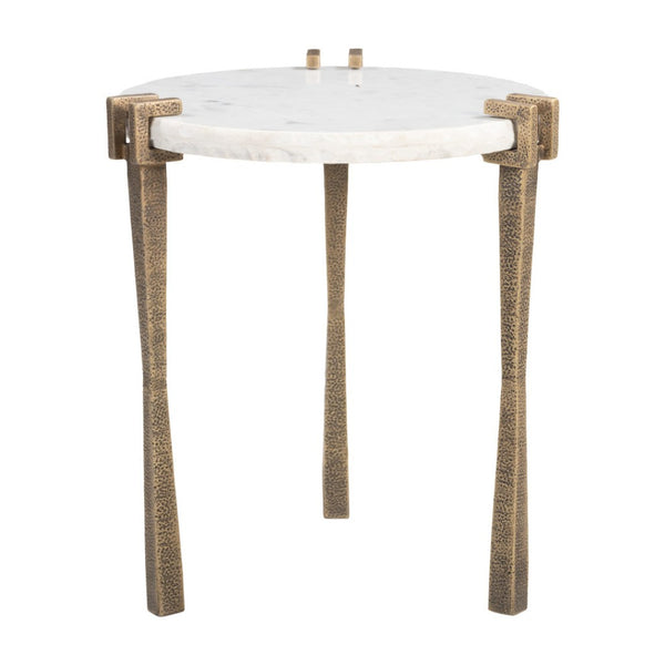 HomeRoots 22" Modern White Iron Pedestal End Table - Stylish, Versatile Accent for Living Room & Bedroom Decor 622668