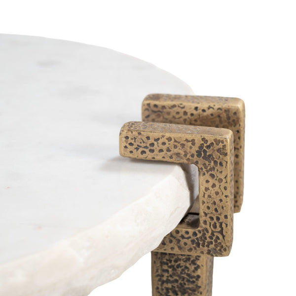 HomeRoots 22" Modern White Iron Pedestal End Table - Stylish, Versatile Accent for Living Room & Bedroom Decor 622668