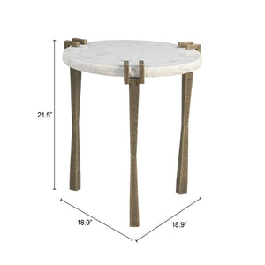 HomeRoots 22" Modern White Iron Pedestal End Table - Stylish, Versatile Accent for Living Room & Bedroom Decor 622668