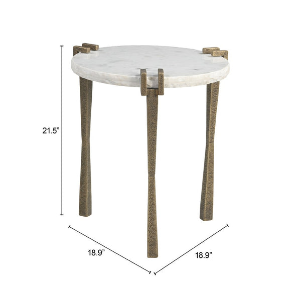 HomeRoots 22" Modern White Iron Pedestal End Table - Stylish, Versatile Accent for Living Room & Bedroom Decor 622668