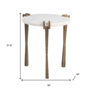 HomeRoots 22" Modern White Iron Pedestal End Table - Stylish, Versatile Accent for Living Room & Bedroom Decor 622668