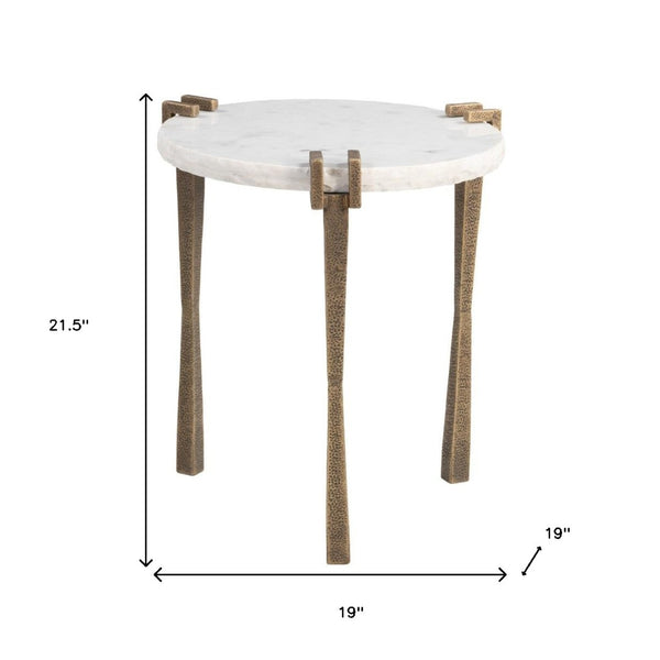 HomeRoots 22" Modern White Iron Pedestal End Table - Stylish, Versatile Accent for Living Room & Bedroom Decor 622668