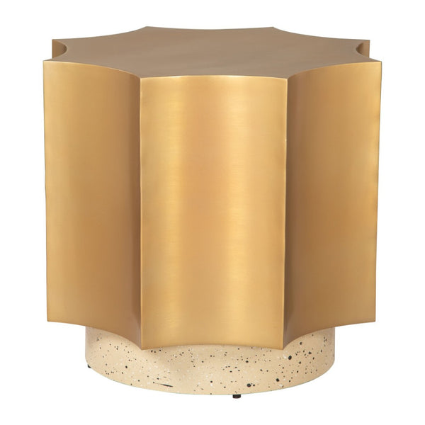 HomeRoots 20" Beige Iron Pedestal End Table – Stylish Multi-Functional Accent for Living Room & Bedroom Use 622670