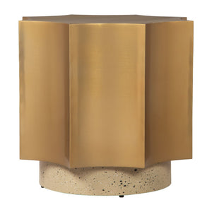 HomeRoots 20" Beige Iron Pedestal End Table – Stylish Multi-Functional Accent for Living Room & Bedroom Use 622670