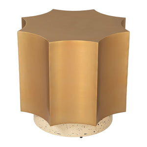 HomeRoots 20" Beige Iron Pedestal End Table – Stylish Multi-Functional Accent for Living Room & Bedroom Use 622670