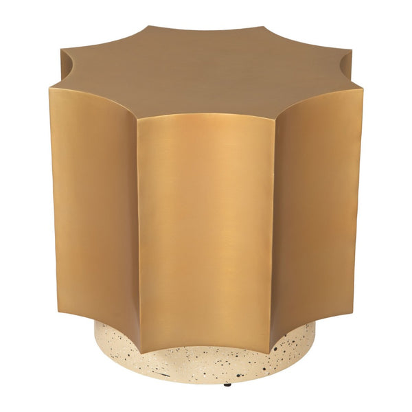 HomeRoots 20" Beige Iron Pedestal End Table – Stylish Multi-Functional Accent for Living Room & Bedroom Use 622670