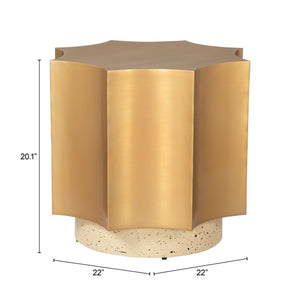 HomeRoots 20" Beige Iron Pedestal End Table – Stylish Multi-Functional Accent for Living Room & Bedroom Use 622670