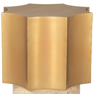 HomeRoots 20" Beige Iron Pedestal End Table – Stylish Multi-Functional Accent for Living Room & Bedroom Use 622670