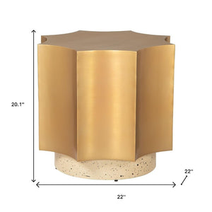 HomeRoots 20" Beige Iron Pedestal End Table – Stylish Multi-Functional Accent for Living Room & Bedroom Use 622670