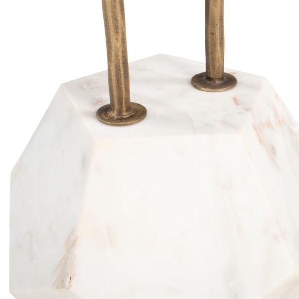 HomeRoots 25" White Marble Pedestal End Table - Modern Artistry and Elegant Design for Stylish Living Rooms 622672