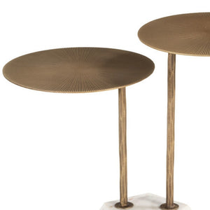 HomeRoots 25" White Marble Pedestal End Table - Modern Artistry and Elegant Design for Stylish Living Rooms 622672