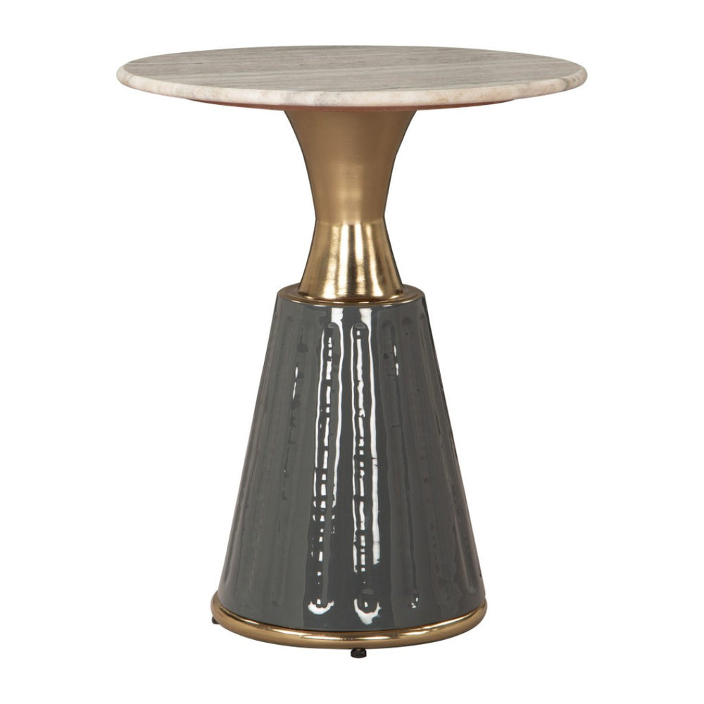 HomeRoots 22" Clear and Gold Pedestal End Table - Modern Elegance for Living Rooms, Bedrooms & Entryways 622673