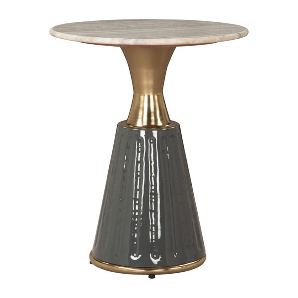 HomeRoots 22" Clear and Gold Pedestal End Table - Modern Elegance for Living Rooms, Bedrooms & Entryways 622673