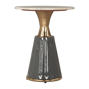 HomeRoots 22" Clear and Gold Pedestal End Table - Modern Elegance for Living Rooms, Bedrooms & Entryways 622673