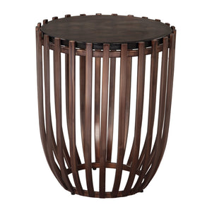 HomeRoots 22" Bronze Iron Pedestal End Table - Stylish Modern Accent for Living Rooms, Bedrooms & Entryways 622674