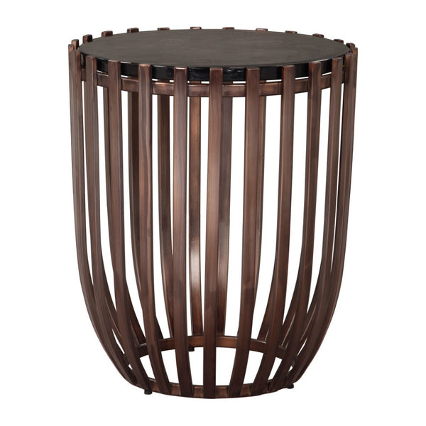 HomeRoots 22" Bronze Iron Pedestal End Table - Stylish Modern Accent for Living Rooms, Bedrooms & Entryways 622674