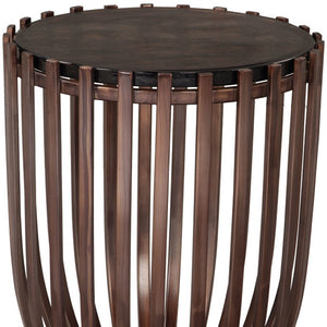 HomeRoots 22" Bronze Iron Pedestal End Table - Stylish Modern Accent for Living Rooms, Bedrooms & Entryways 622674