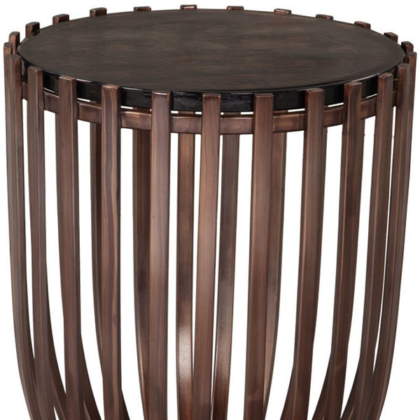 HomeRoots 22" Bronze Iron Pedestal End Table - Stylish Modern Accent for Living Rooms, Bedrooms & Entryways 622674