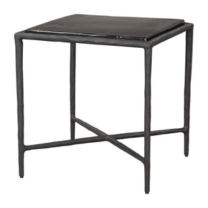 HomeRoots 22" Black Aluminum Pedestal End Table - Modern Compact Design for Stylish Living Spaces & Versatile Use 622675