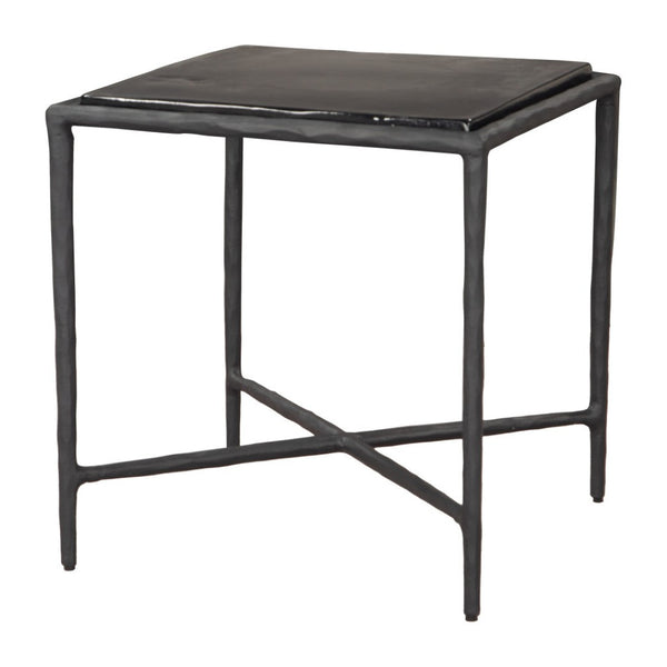 HomeRoots 22" Black Aluminum Pedestal End Table - Modern Compact Design for Stylish Living Spaces & Versatile Use 622675