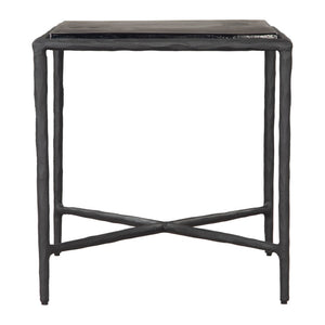 HomeRoots 22" Black Aluminum Pedestal End Table - Modern Compact Design for Stylish Living Spaces & Versatile Use 622675