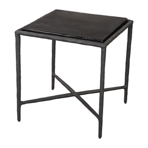 HomeRoots 22" Black Aluminum Pedestal End Table - Modern Compact Design for Stylish Living Spaces & Versatile Use 622675