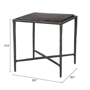 HomeRoots 22" Black Aluminum Pedestal End Table - Modern Compact Design for Stylish Living Spaces & Versatile Use 622675