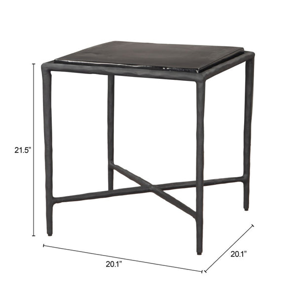 HomeRoots 22" Black Aluminum Pedestal End Table - Modern Compact Design for Stylish Living Spaces & Versatile Use 622675