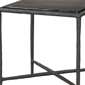 HomeRoots 22" Black Aluminum Pedestal End Table - Modern Compact Design for Stylish Living Spaces & Versatile Use 622675