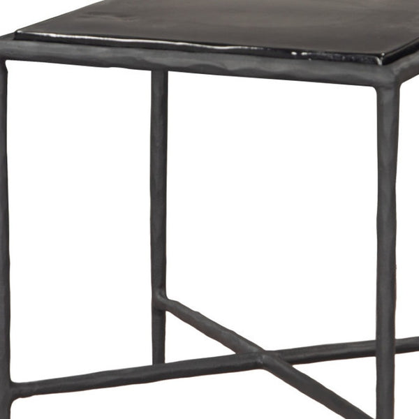 HomeRoots 22" Black Aluminum Pedestal End Table - Modern Compact Design for Stylish Living Spaces & Versatile Use 622675