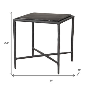 HomeRoots 22" Black Aluminum Pedestal End Table - Modern Compact Design for Stylish Living Spaces & Versatile Use 622675