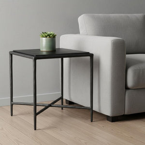 HomeRoots 22" Black Aluminum Pedestal End Table - Modern Compact Design for Stylish Living Spaces & Versatile Use 622675