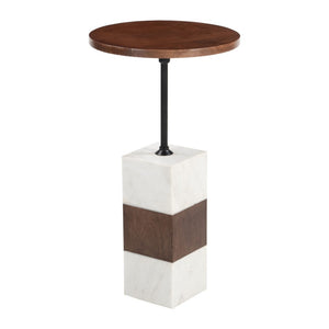 HomeRoots 22" White Marble Pedestal End Table - Elegant Accent for Living Rooms, Bedrooms & Entryways 622676