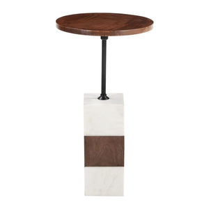 HomeRoots 22" White Marble Pedestal End Table - Elegant Accent for Living Rooms, Bedrooms & Entryways 622676